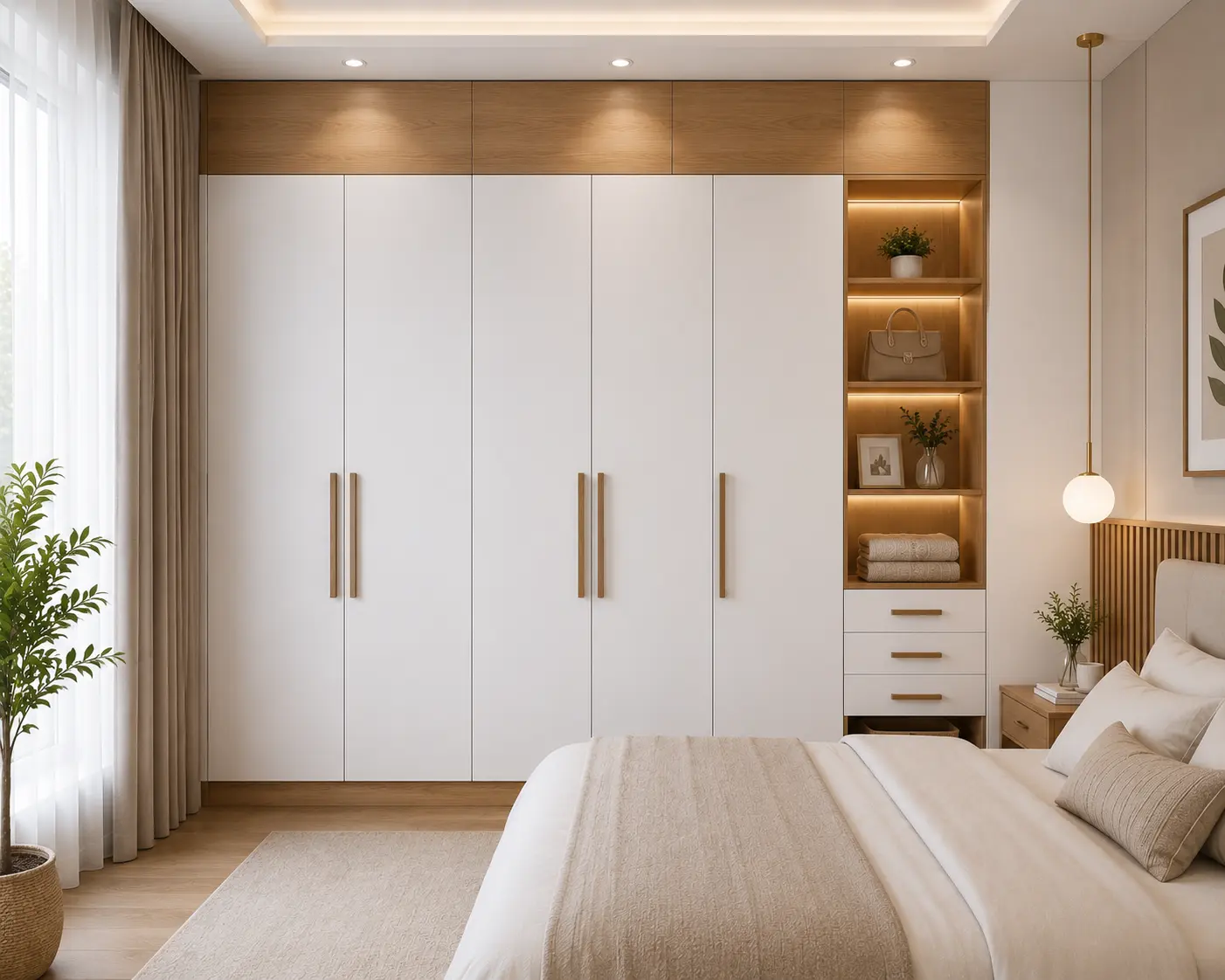 Matte White with Wooden Accents