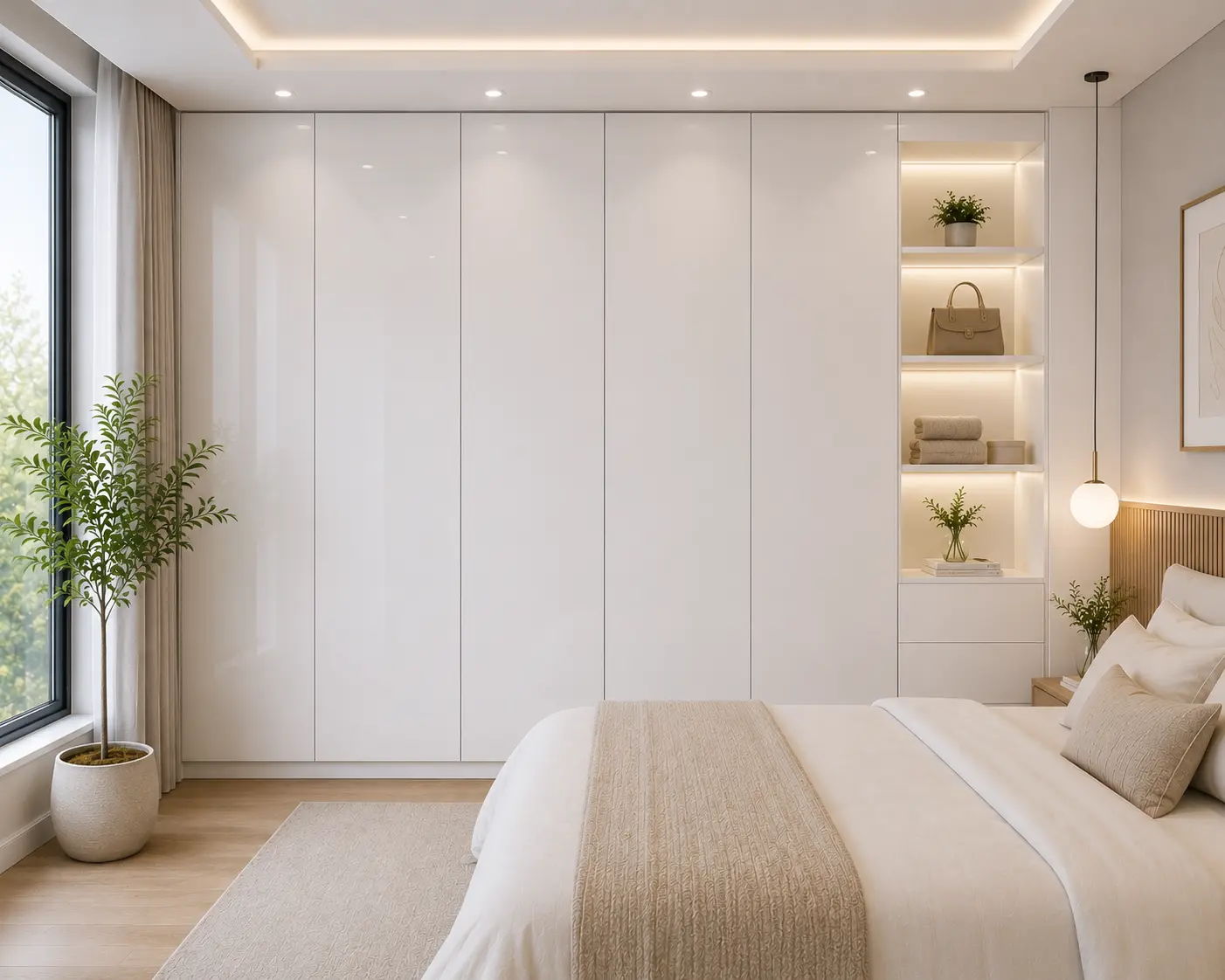 Minimalist Handleless White Wardrobe